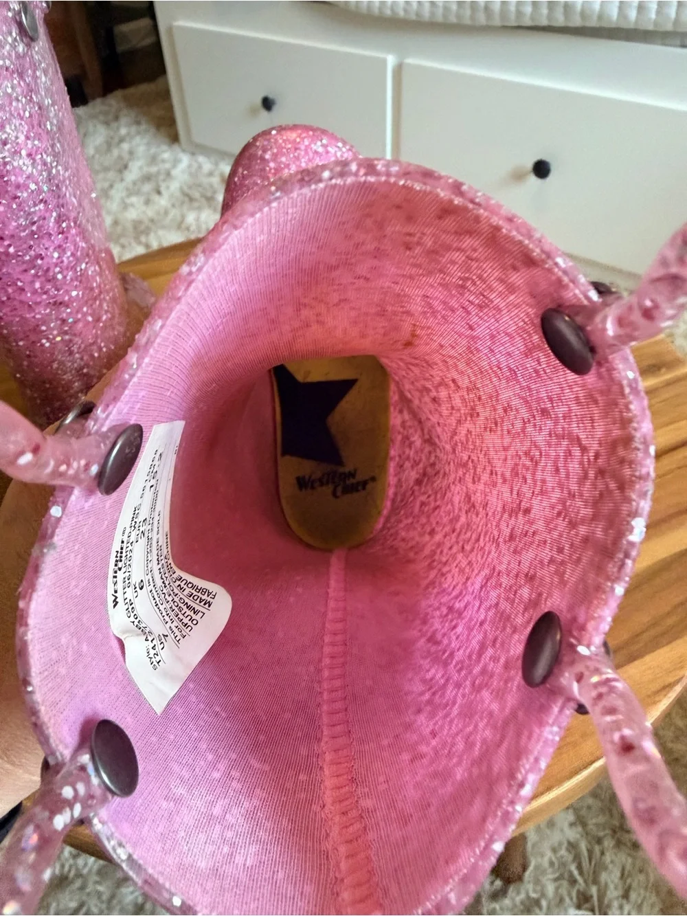 Western chief toddler size 7 light up.  Pink Glitter - Sparkle rain boots